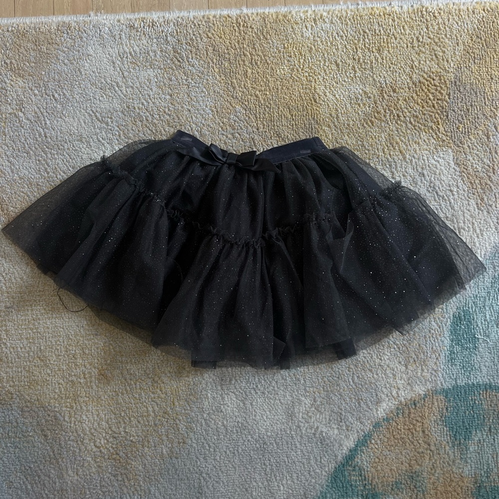 H&M Black Sparkle Tulle Skirt with Bow Waistband